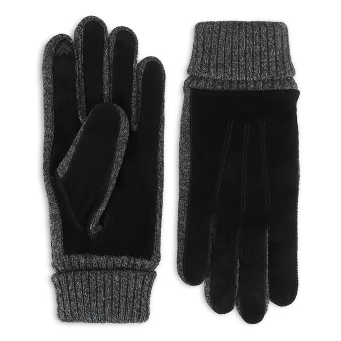 Isotoner® Mens Suede Glove With Knit Cuff Black Extra Image 2